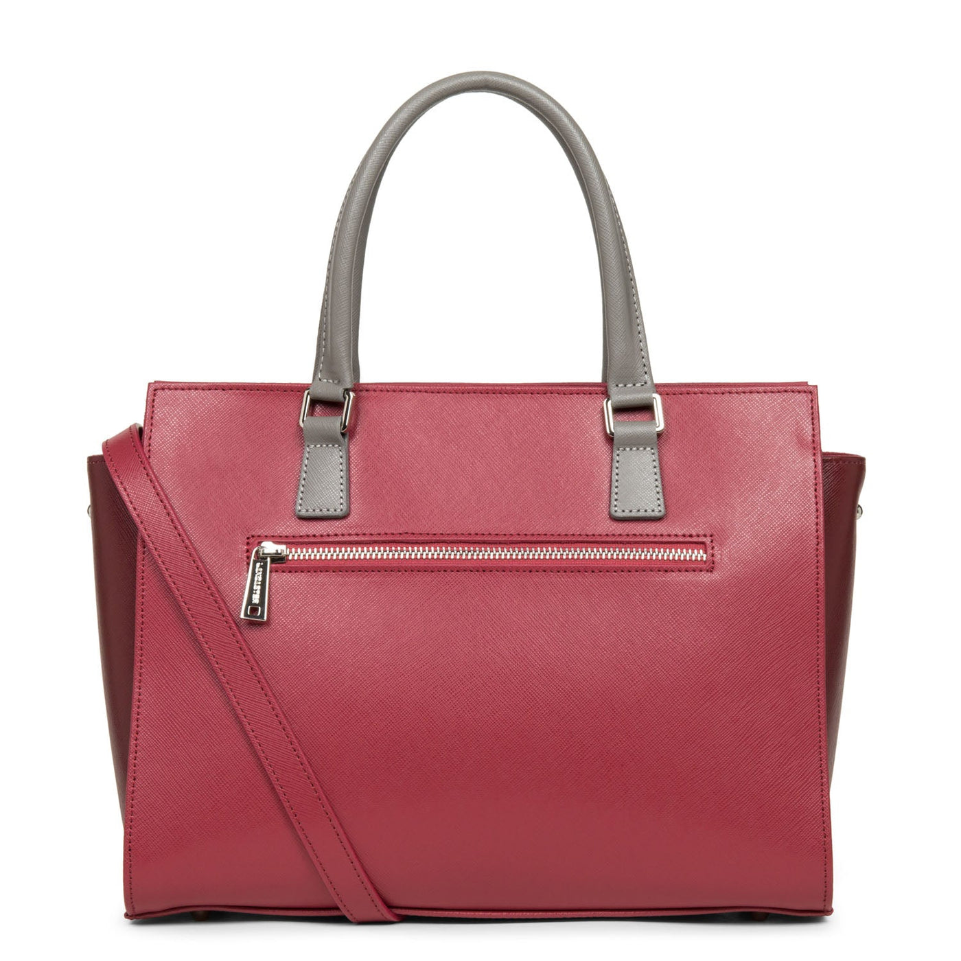 handbag - saffiano intemporel #couleur_framboise-bordeaux-gris-chaud