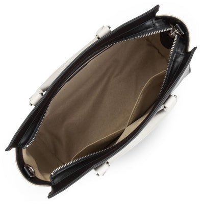 handbag - saffiano intemporel #couleur_noir-champagne-ivoire