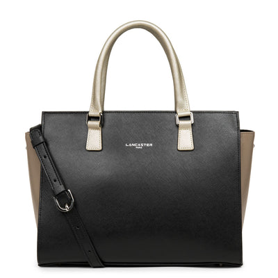 handbag - saffiano intemporel #couleur_noir-vison-champagne