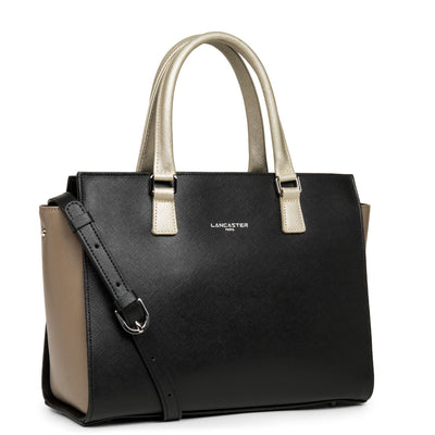 handbag - saffiano intemporel #couleur_noir-vison-champagne