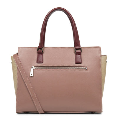 handbag - saffiano intemporel #couleur_rose-antique-champagne-bordeaux