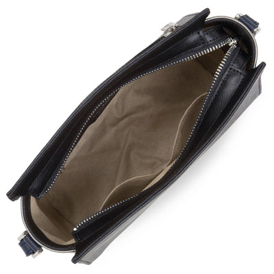 crossbody bag - saffiano intemporel #couleur_noir-gun-mtal-bleu-fonc