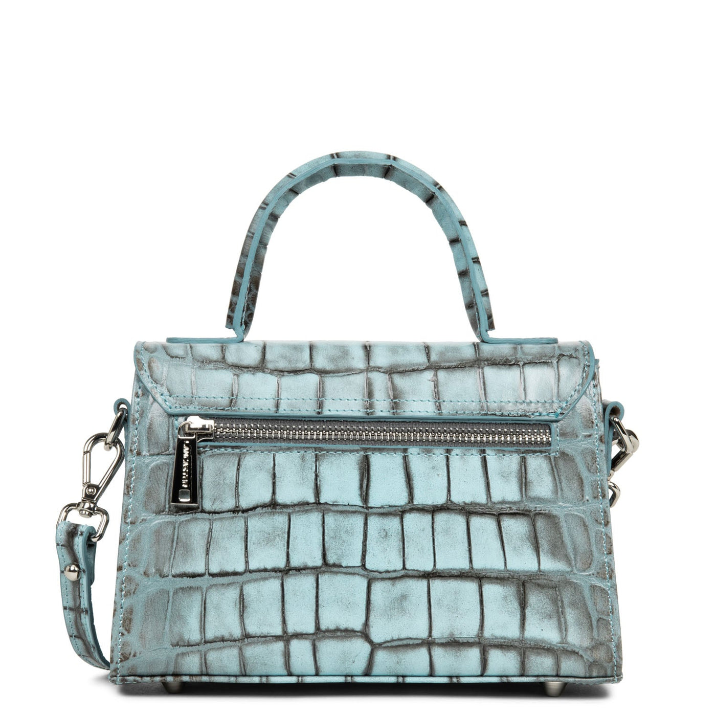small handbag - croco hors série #couleur_ciel-cendre