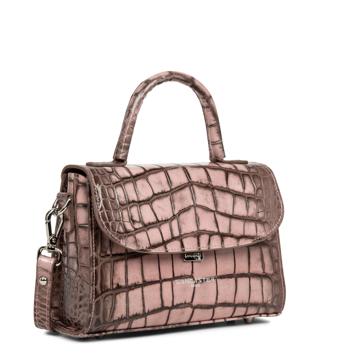 small handbag - croco hors série #couleur_rose-cendre