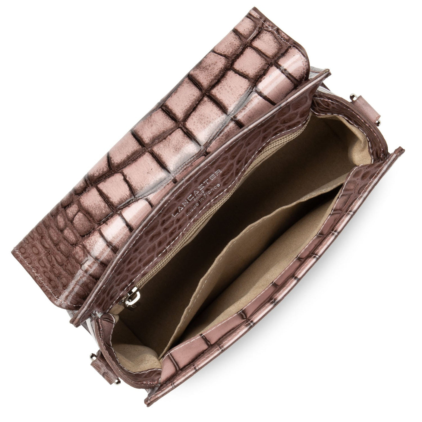 small handbag - croco hors série #couleur_rose-cendre