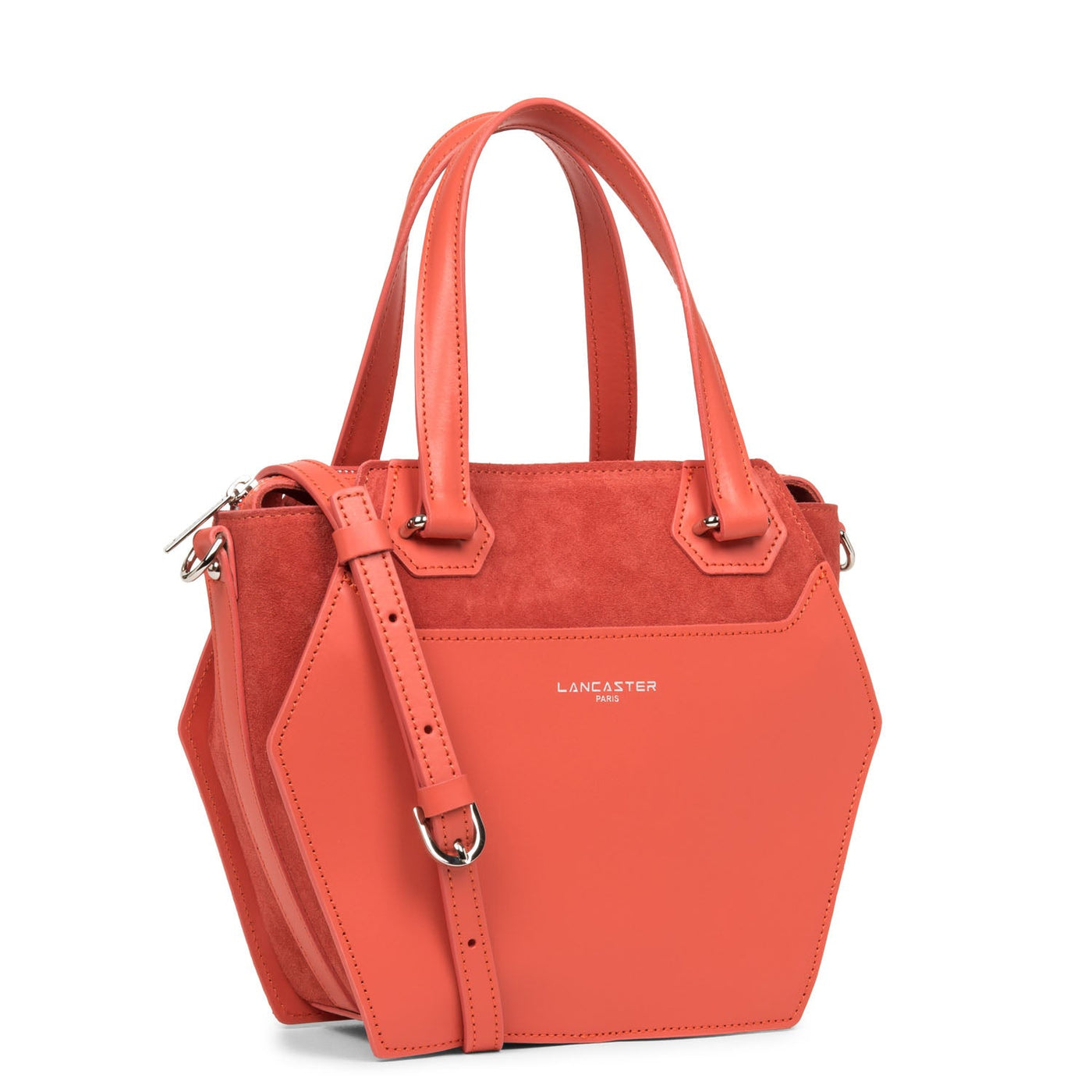 m handbag - smooth ruche #couleur_corail