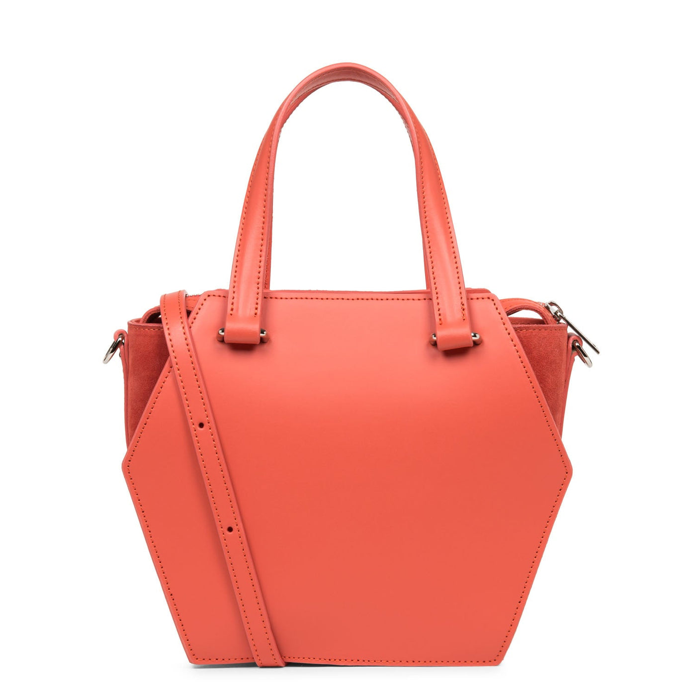 m handbag - smooth ruche #couleur_corail