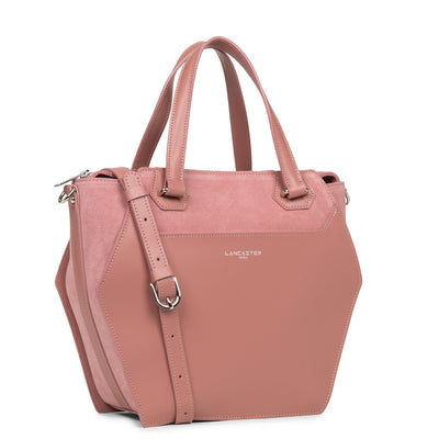 large tote bag - smooth ruche #couleur_rose-cendre
