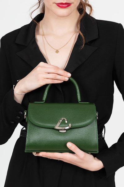 small handbag - lucertola #couleur_vert-pin