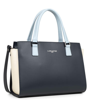 m handbag - smooth #couleur_bleu-fonc-ecru-bleu-ciel