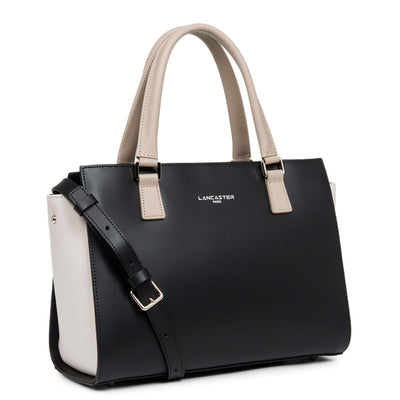 m handbag - smooth #couleur_noir-ecru-galet-ros