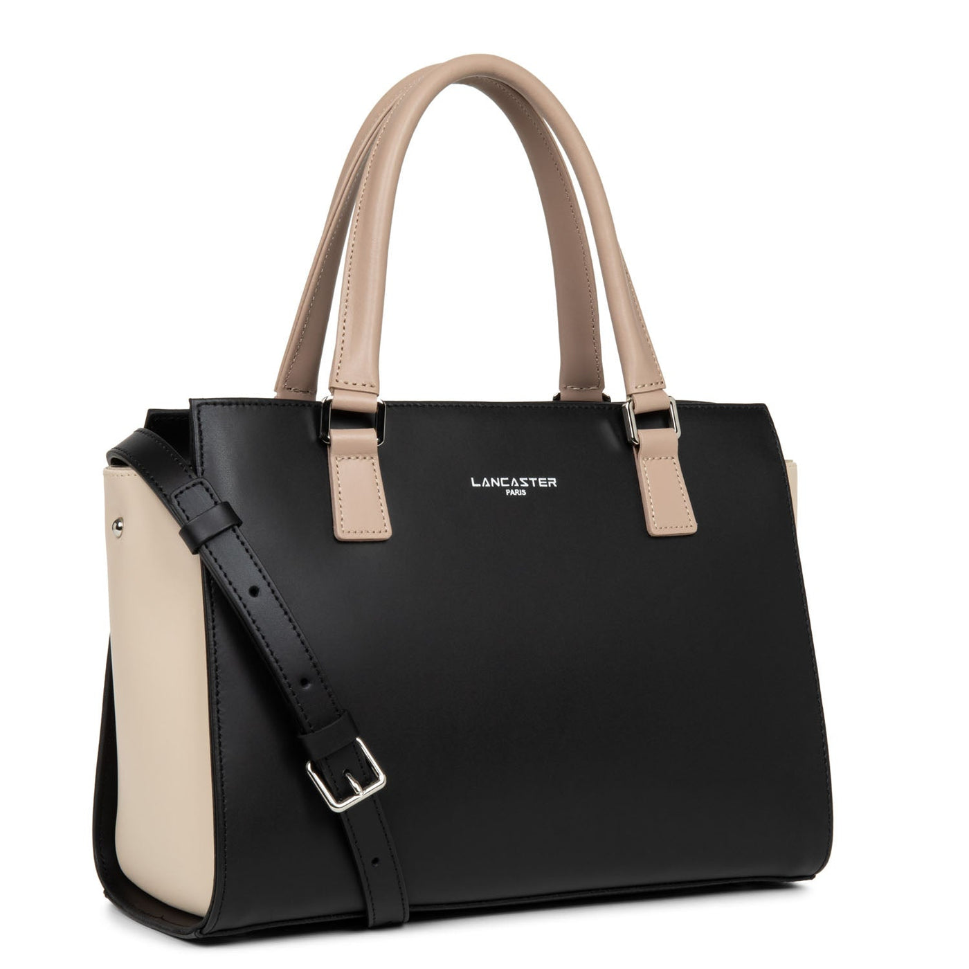 m handbag - smooth #couleur_noir-nude-clair-nude-fonc