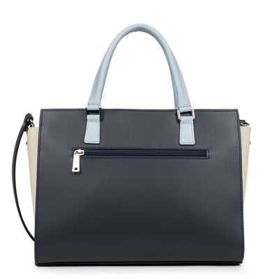 large tote bag - smooth #couleur_bleu-fonc-ecru-bleu-ciel