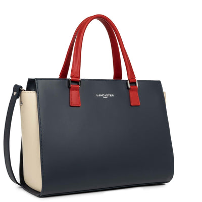 large tote bag - smooth #couleur_bleu-fonc-nude-clair-rouge
