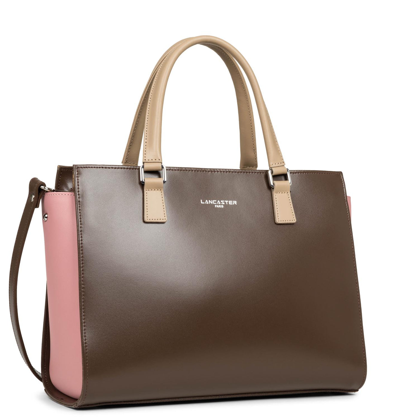 large tote bag - smooth #couleur_marron-rose-antic-nude
