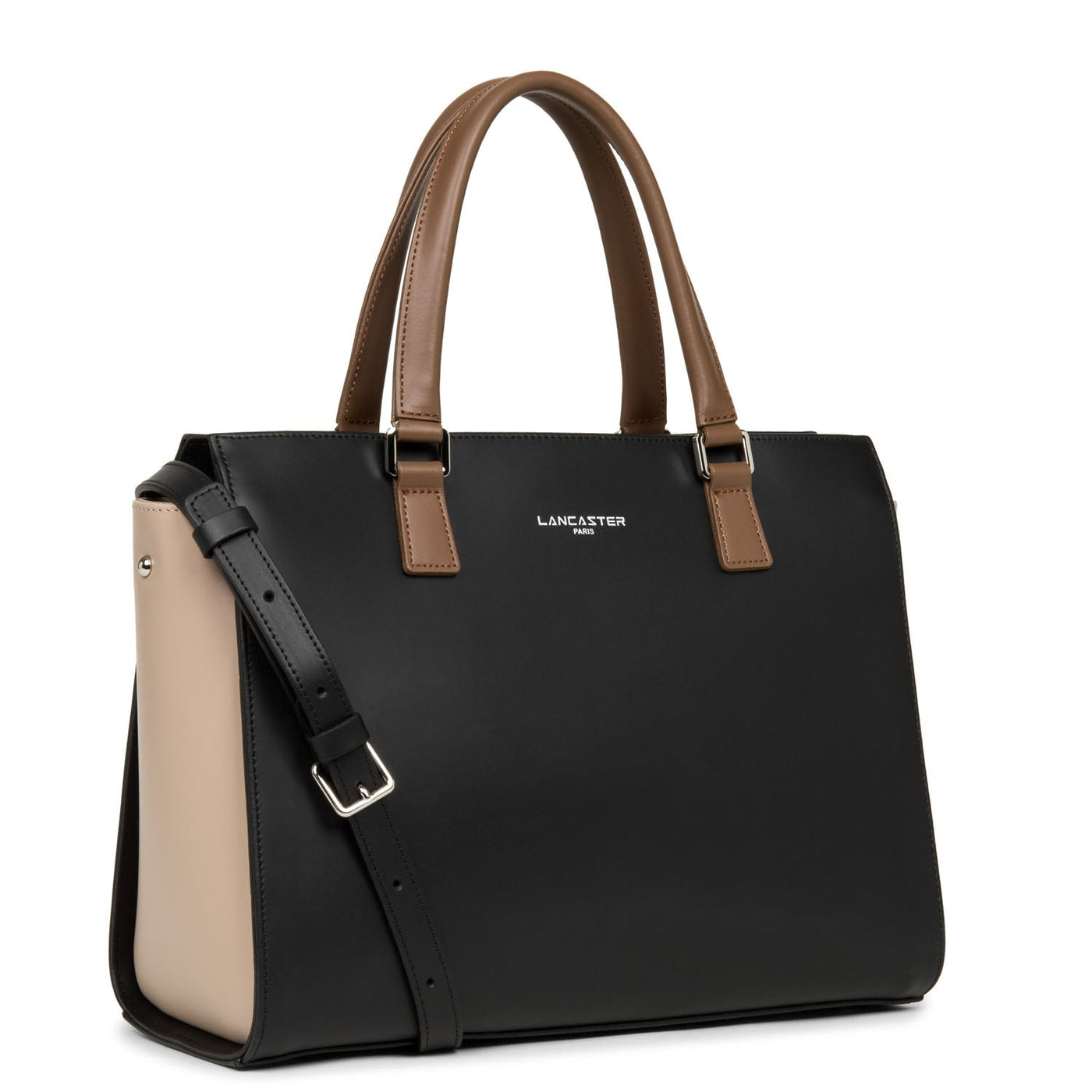large tote bag - smooth #couleur_noir-nude-vison