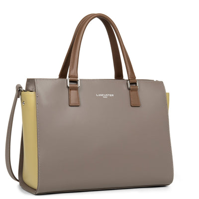large tote bag - smooth #couleur_taupe-gingembre-vison