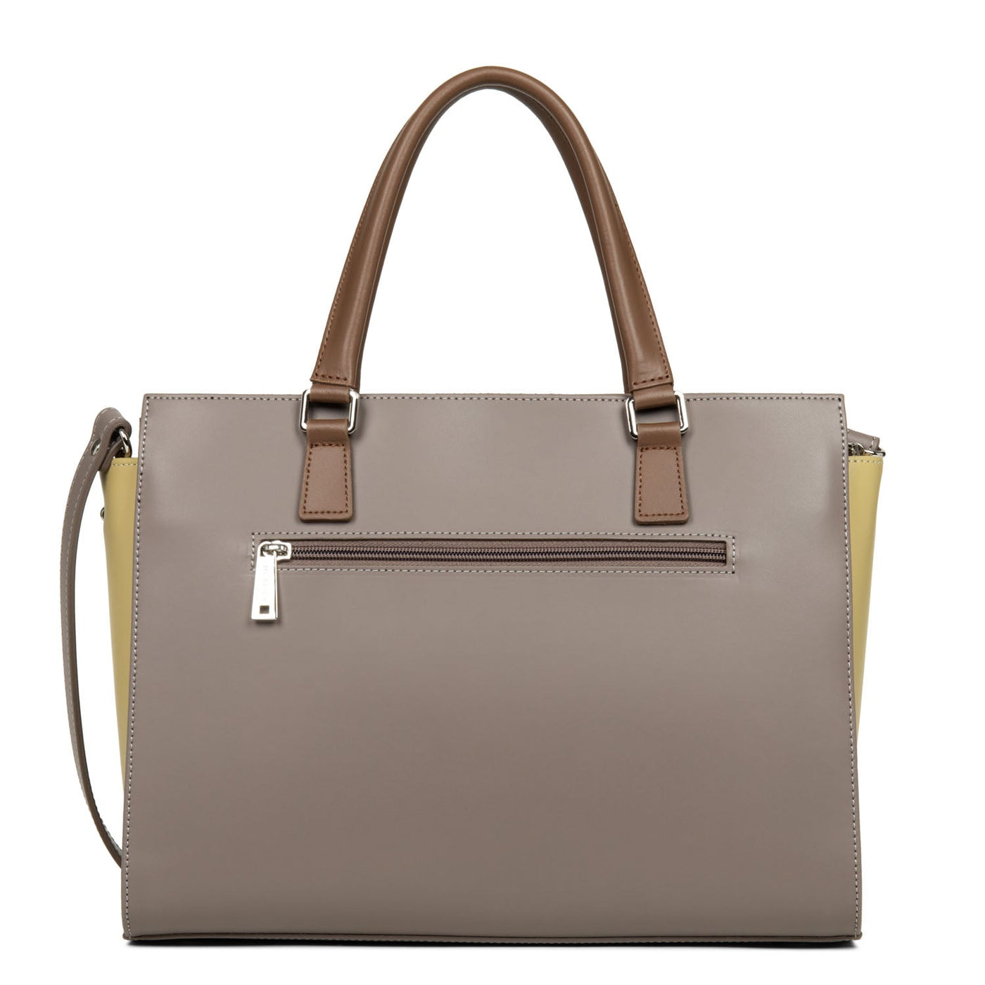 large tote bag - smooth #couleur_taupe-gingembre-vison