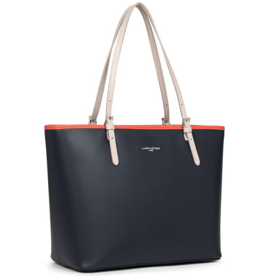 large tote bag - smooth #couleur_bleu-fonc-galet-ros-pastque