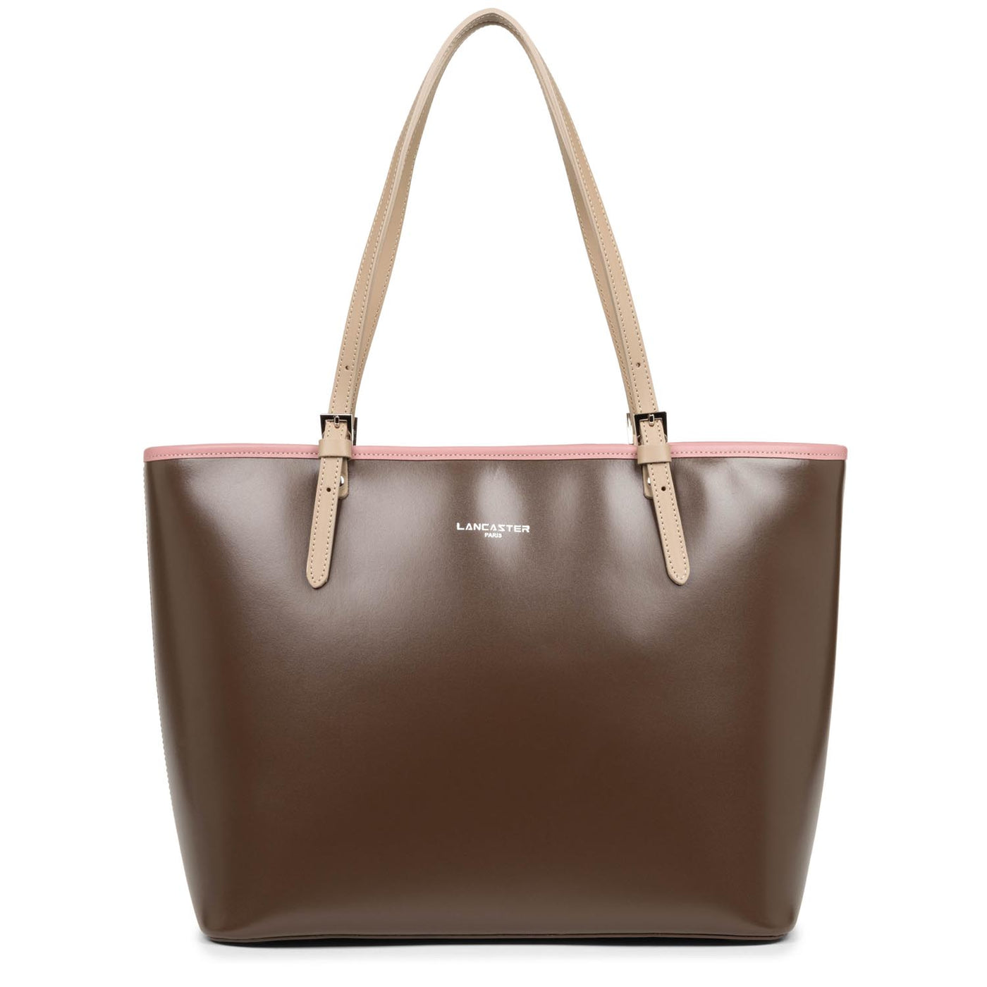 large tote bag - smooth #couleur_marron-rose-antic-nude