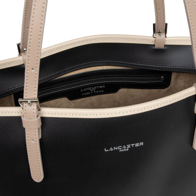 large tote bag - smooth #couleur_noir-nude-clair-nude-fonc
