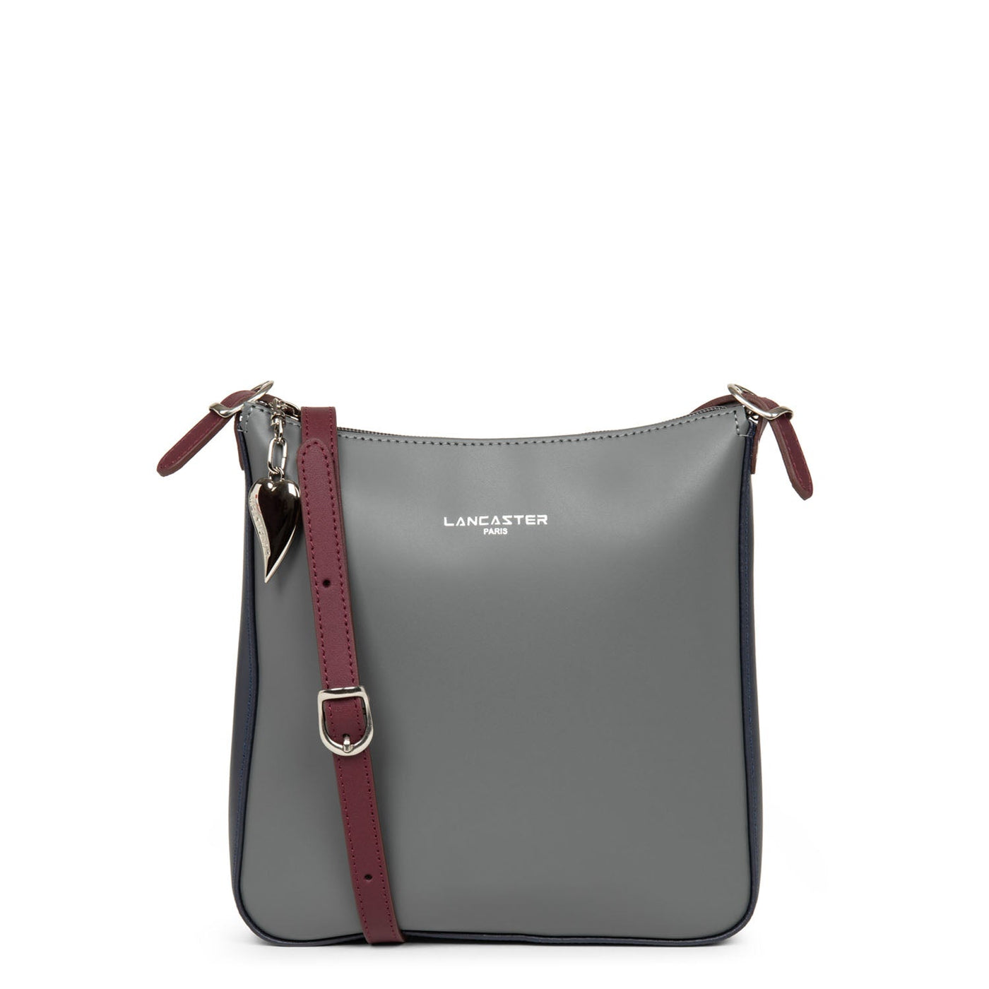 crossbody bag - smooth #couleur_gris-bleu-fonce-bordeaux