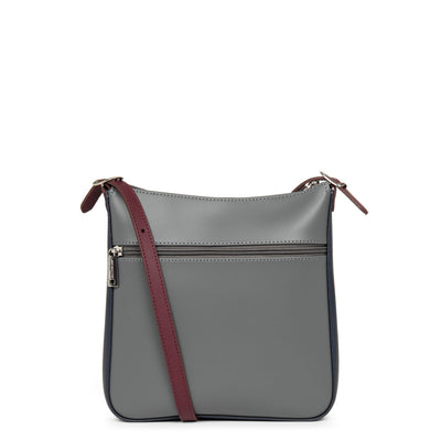 crossbody bag - smooth #couleur_gris-bleu-fonce-bordeaux