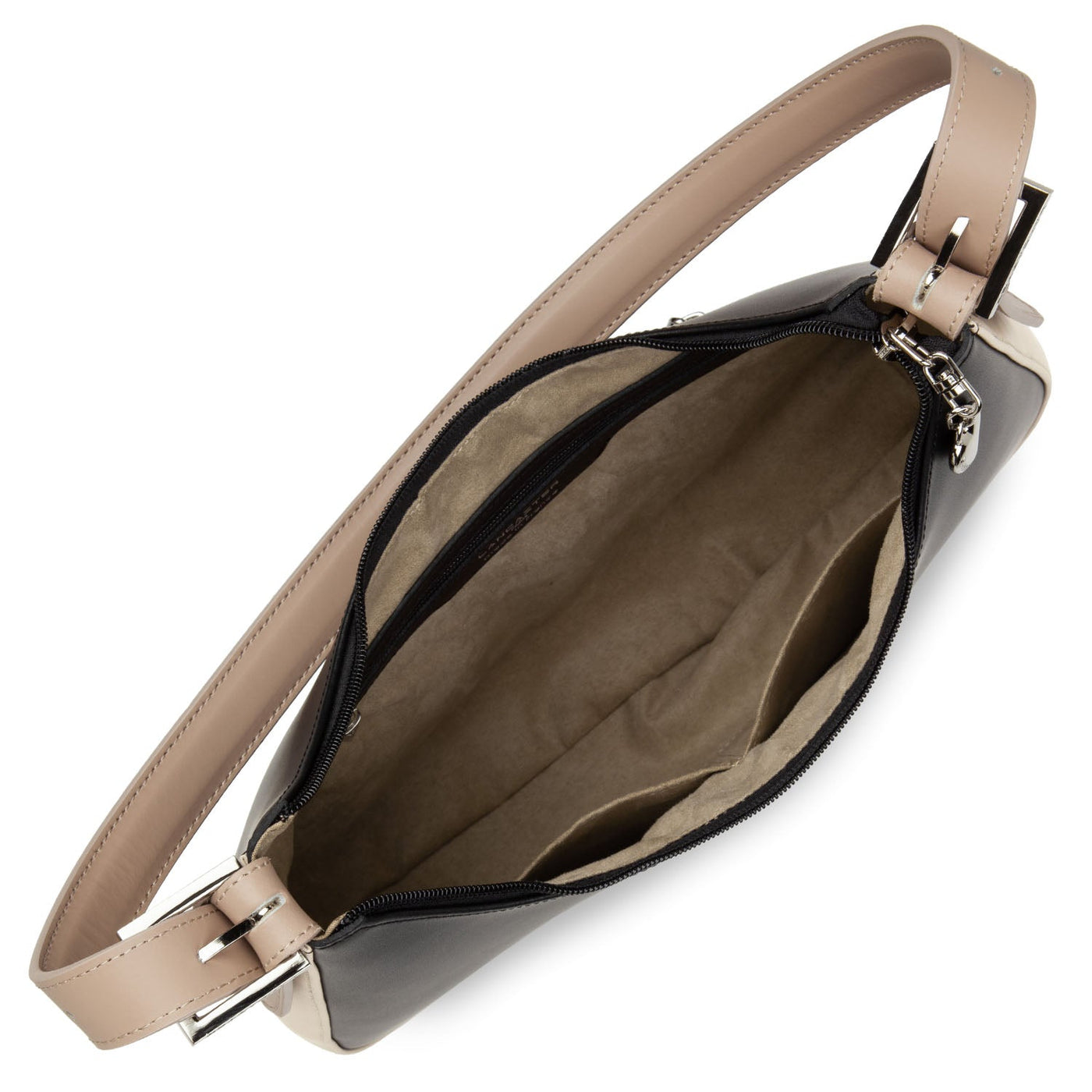 shoulder bag - smooth #couleur_noir-nude-clair-nude-fonc