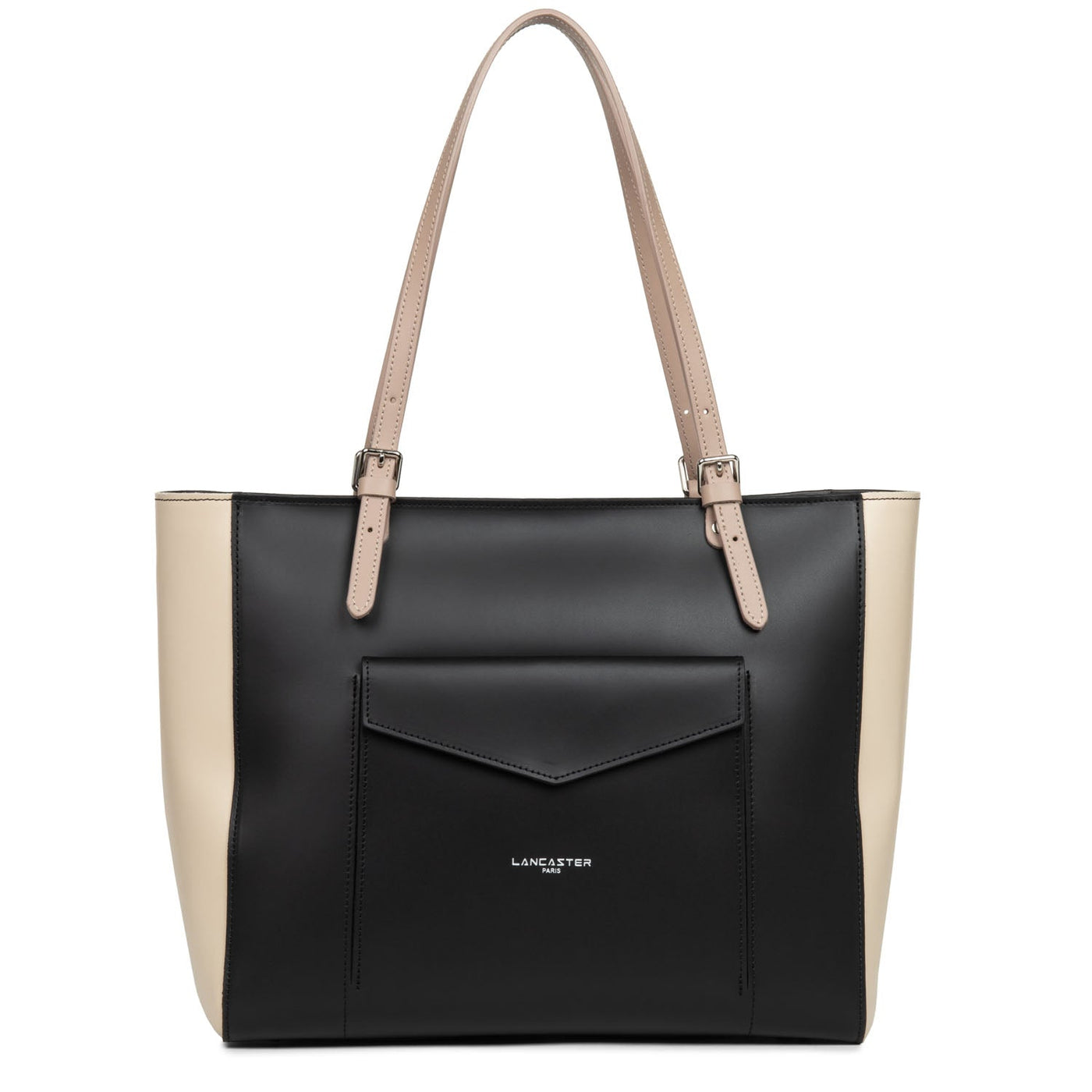 tote bag - smooth #couleur_noir-nude-clair-nude-fonc