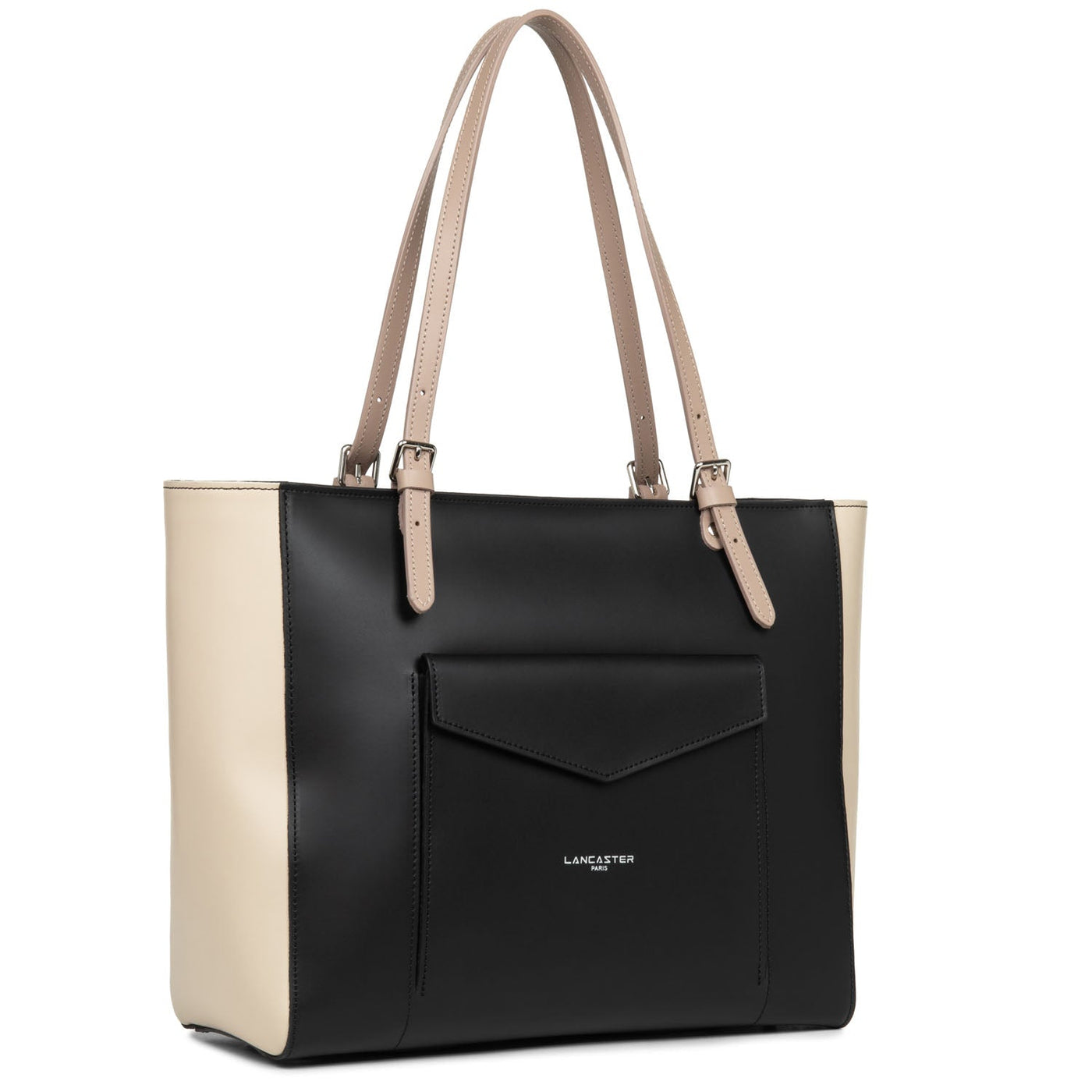 tote bag - smooth #couleur_noir-nude-clair-nude-fonc