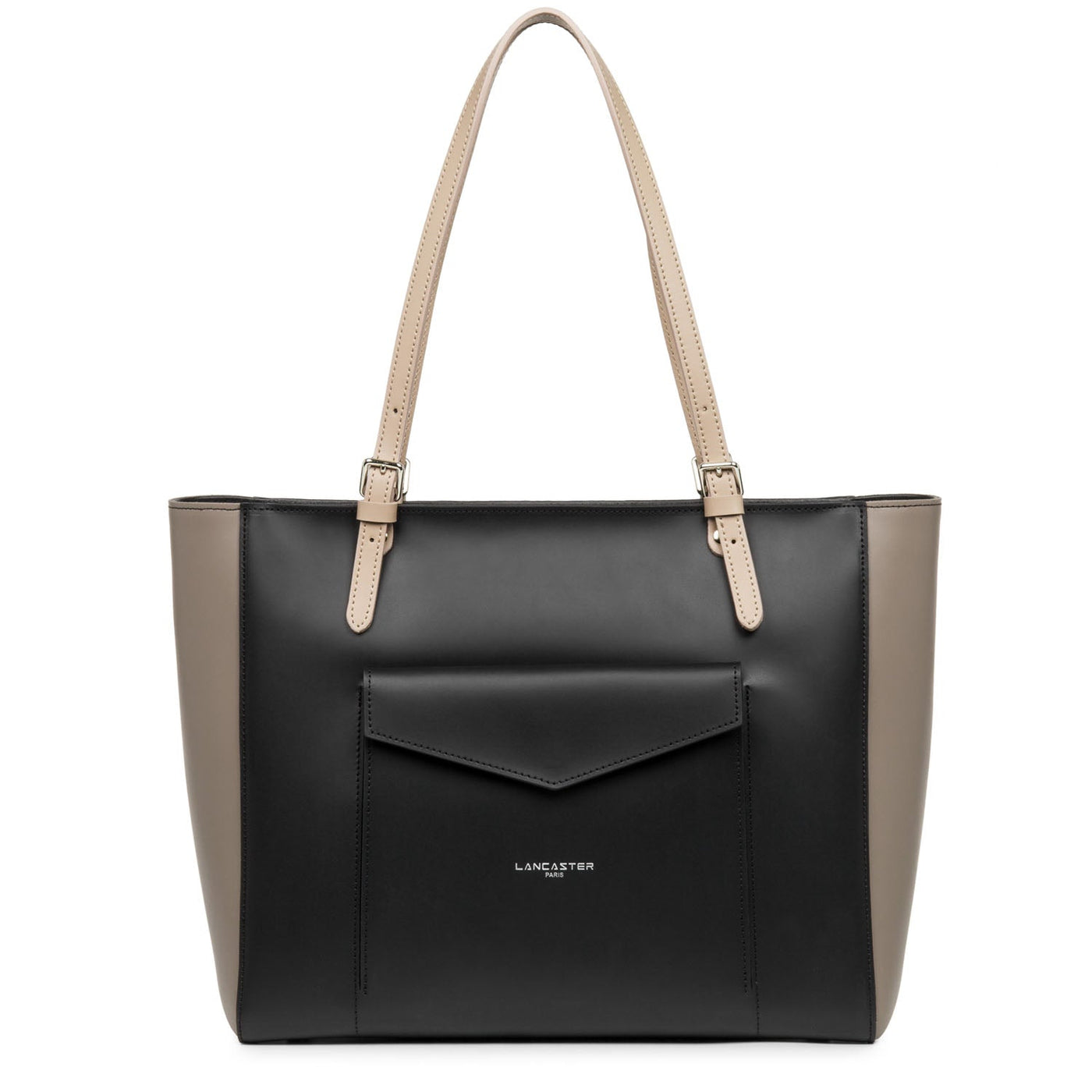 tote bag - smooth #couleur_noir-taupe-nude-fonce