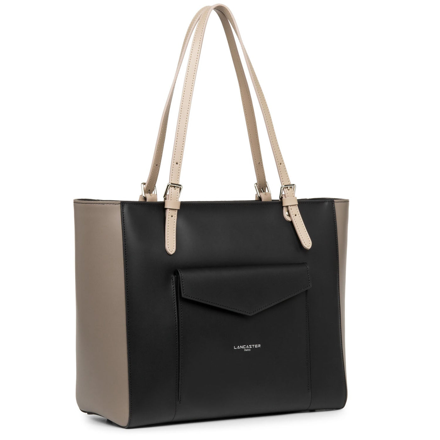 tote bag - smooth #couleur_noir-taupe-nude-fonce