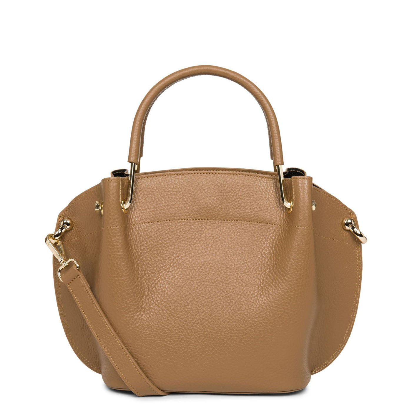 m handbag - foulonné double #couleur_camel-in-noir
