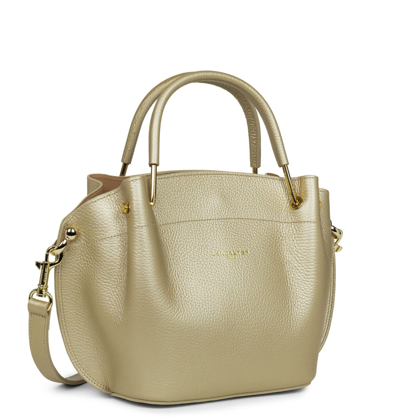 m handbag - foulonné double #couleur_champagne-in-nude