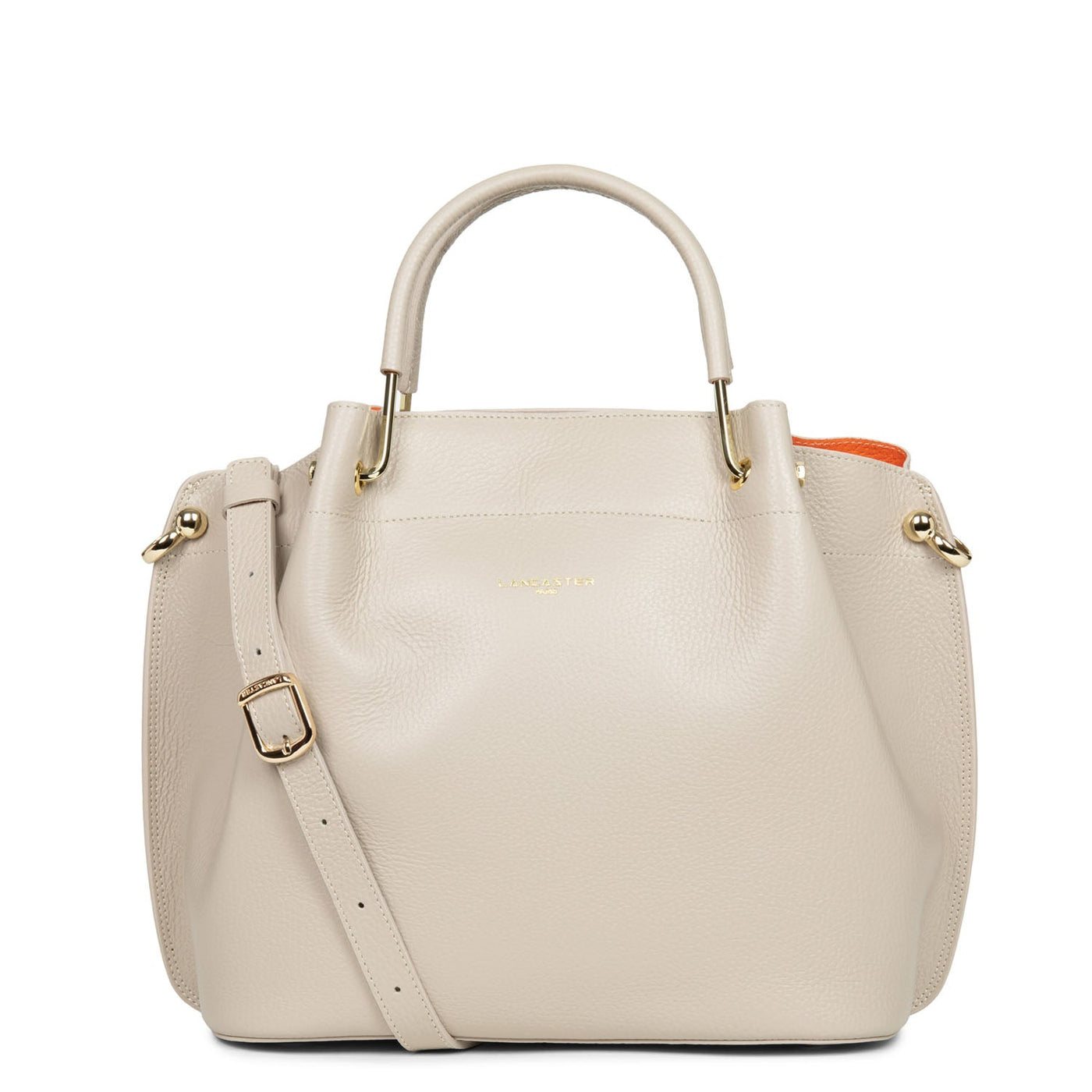 large handbag - foulonné double #couleur_beige-in-orange