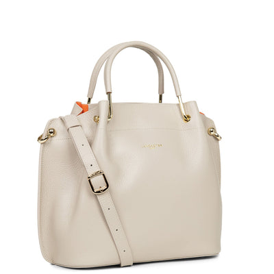 large handbag - foulonné double #couleur_beige-in-orange