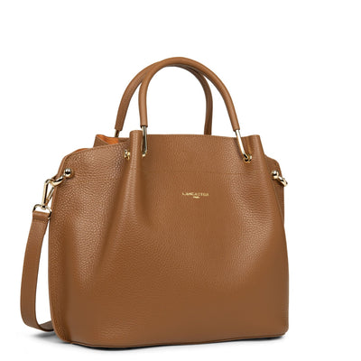 large handbag - foulonné double #couleur_camel-in-orange