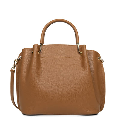 large handbag - foulonné double #couleur_camel-in-orange