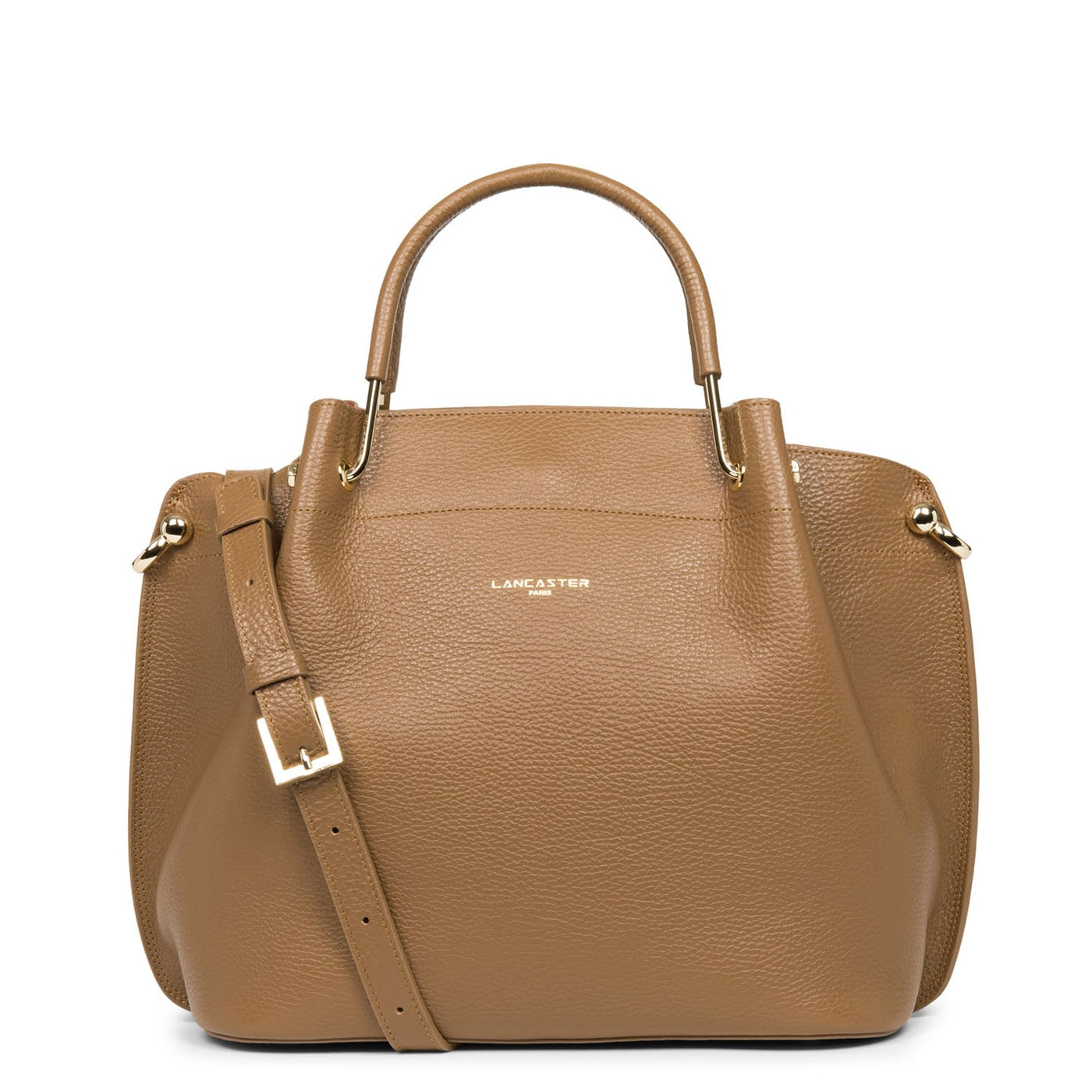 large handbag - foulonné double #couleur_camel-in-potiron