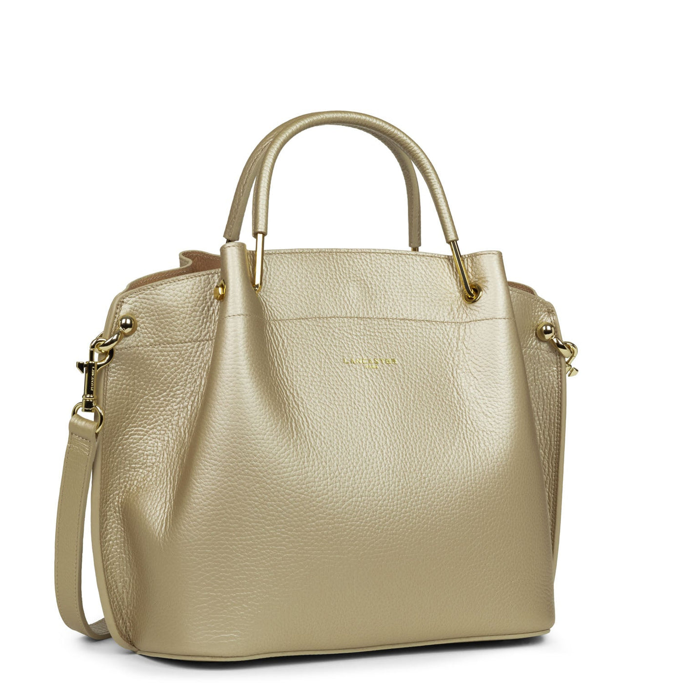 large handbag - foulonné double #couleur_champagne-in-nude
