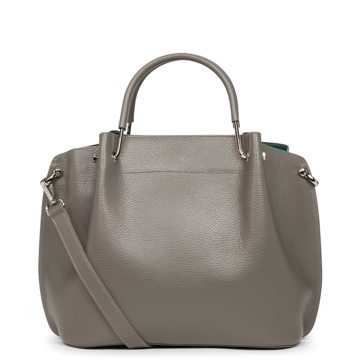 large handbag - foulonné double #couleur_gris-in-vert-paon