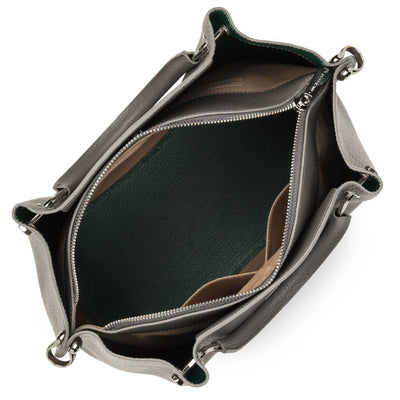 large handbag - foulonné double #couleur_gris-in-vert-paon
