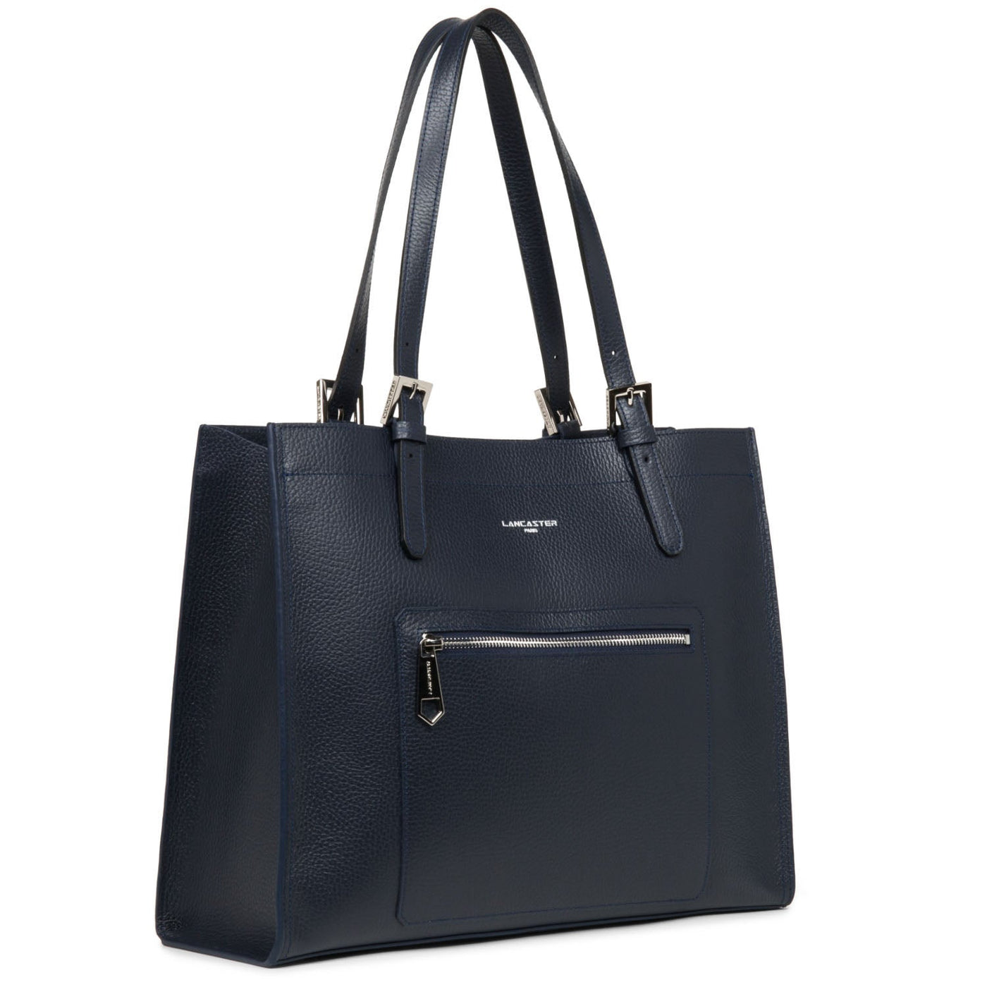 large tote bag - foulonné double #couleur_bleu-fonc-in-argent