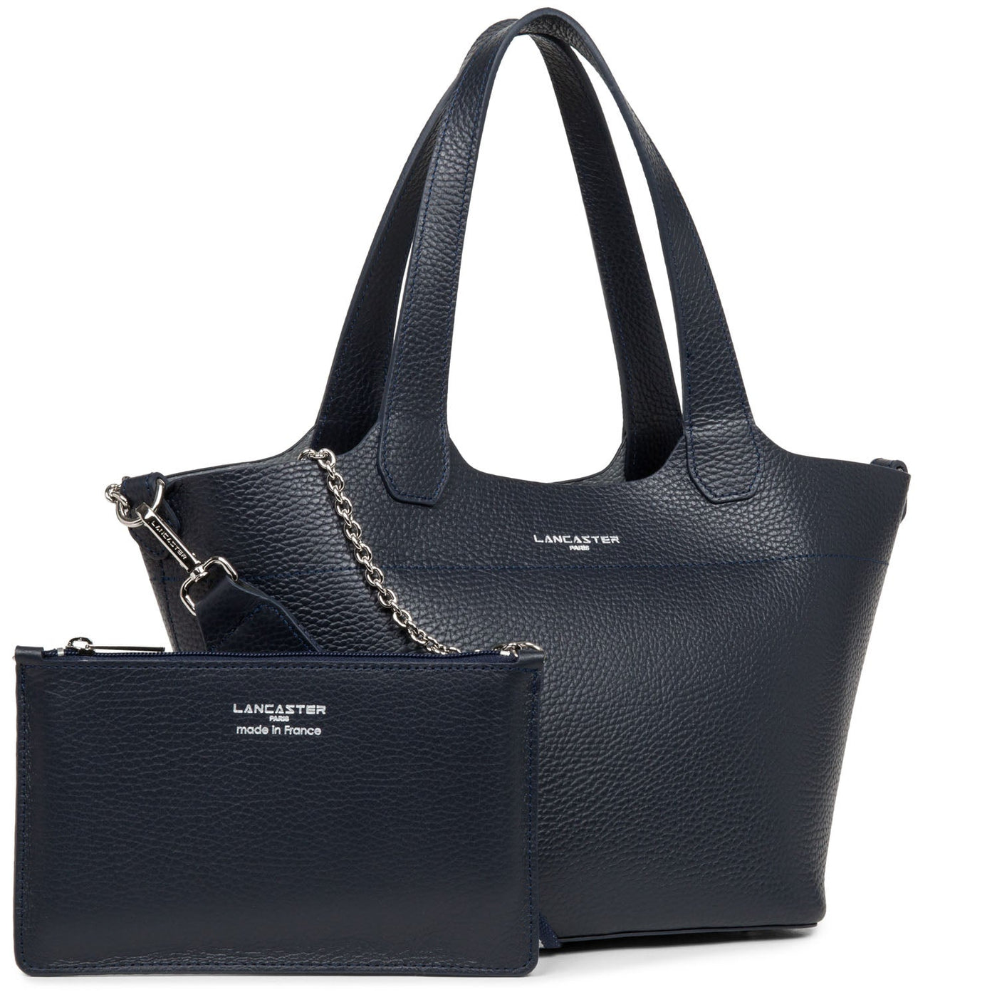 handbag - foulonne double #couleur_bleu-fonc-in-argent