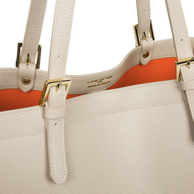extra large tote bag - foulonne double #couleur_beige-in-orange
