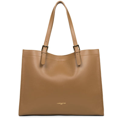 extra large tote bag - foulonne double #couleur_camel-in-noir