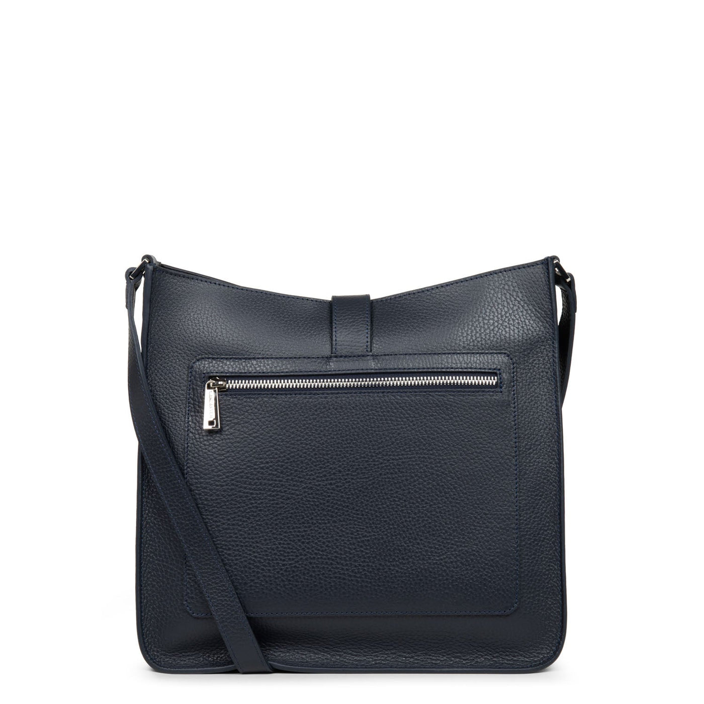 large crossbody bag - foulonné double hook #couleur_bleu-fonc-in-argent