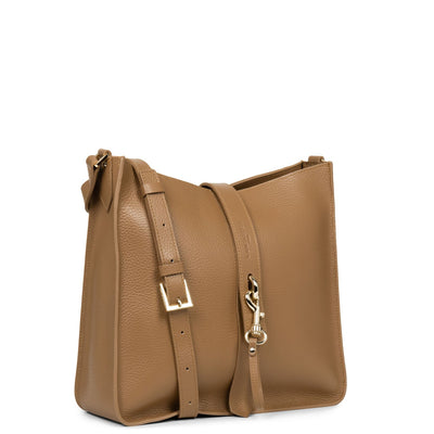large crossbody bag - foulonné double hook #couleur_camel-in-noir