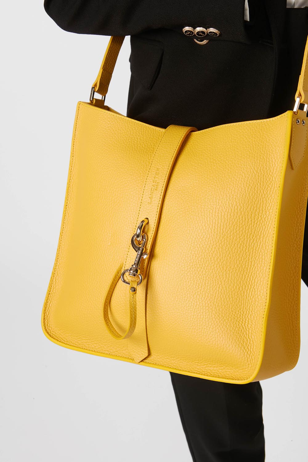 large crossbody bag - foulonné double hook #couleur_jaune-in-or