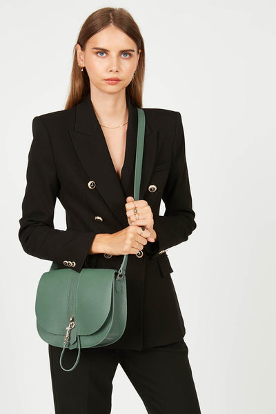 shoulder bag - foulonné double hook #couleur_vert-fort-in-or